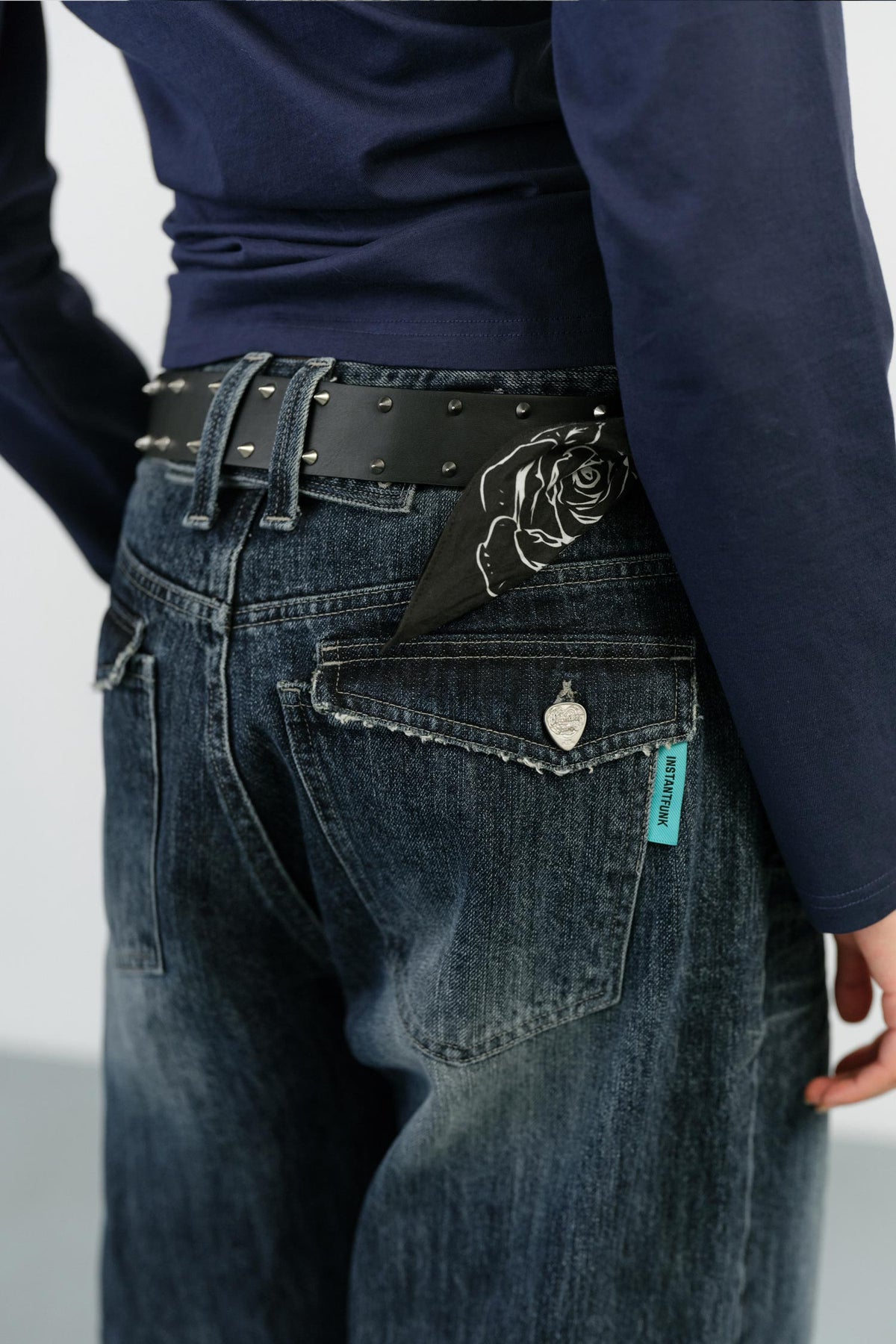 Instantfunk Low Rise Buckle Denim - Blue