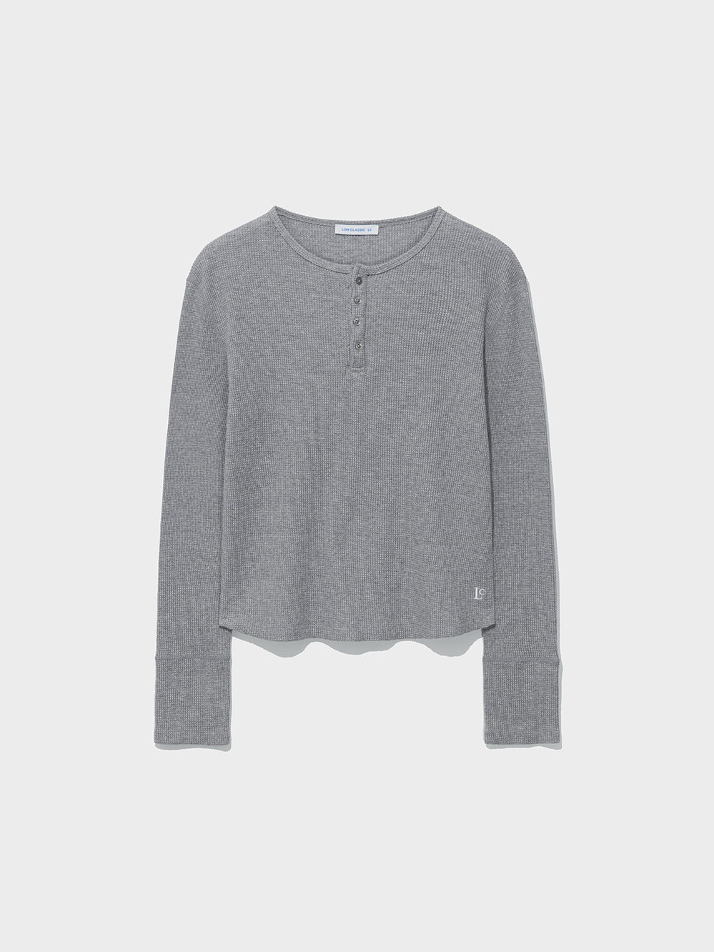 Low Classic Waffle Henley-Neck Tee Melange Grey