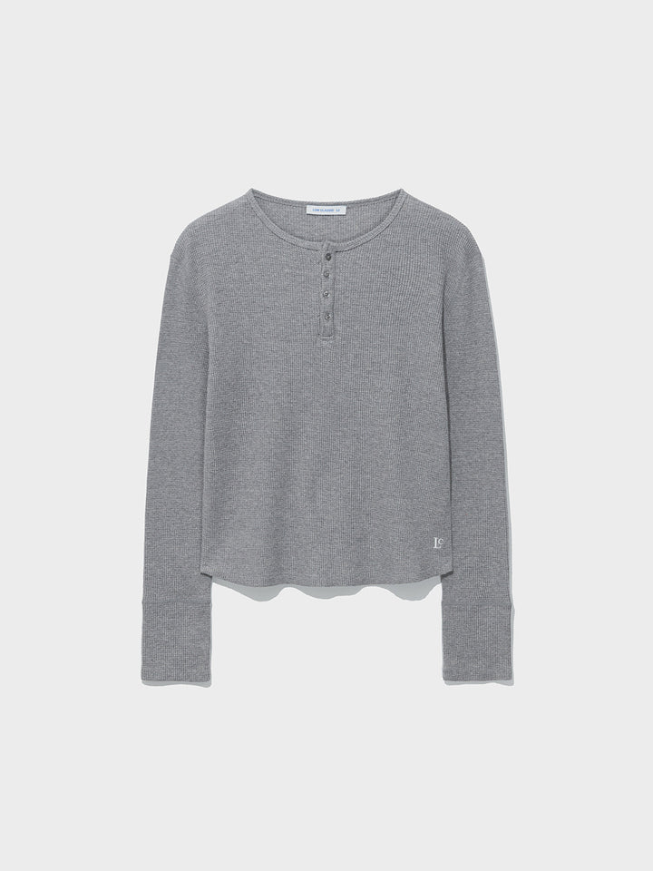 Low Classic Waffle Henley-Neck Tee Melange Grey