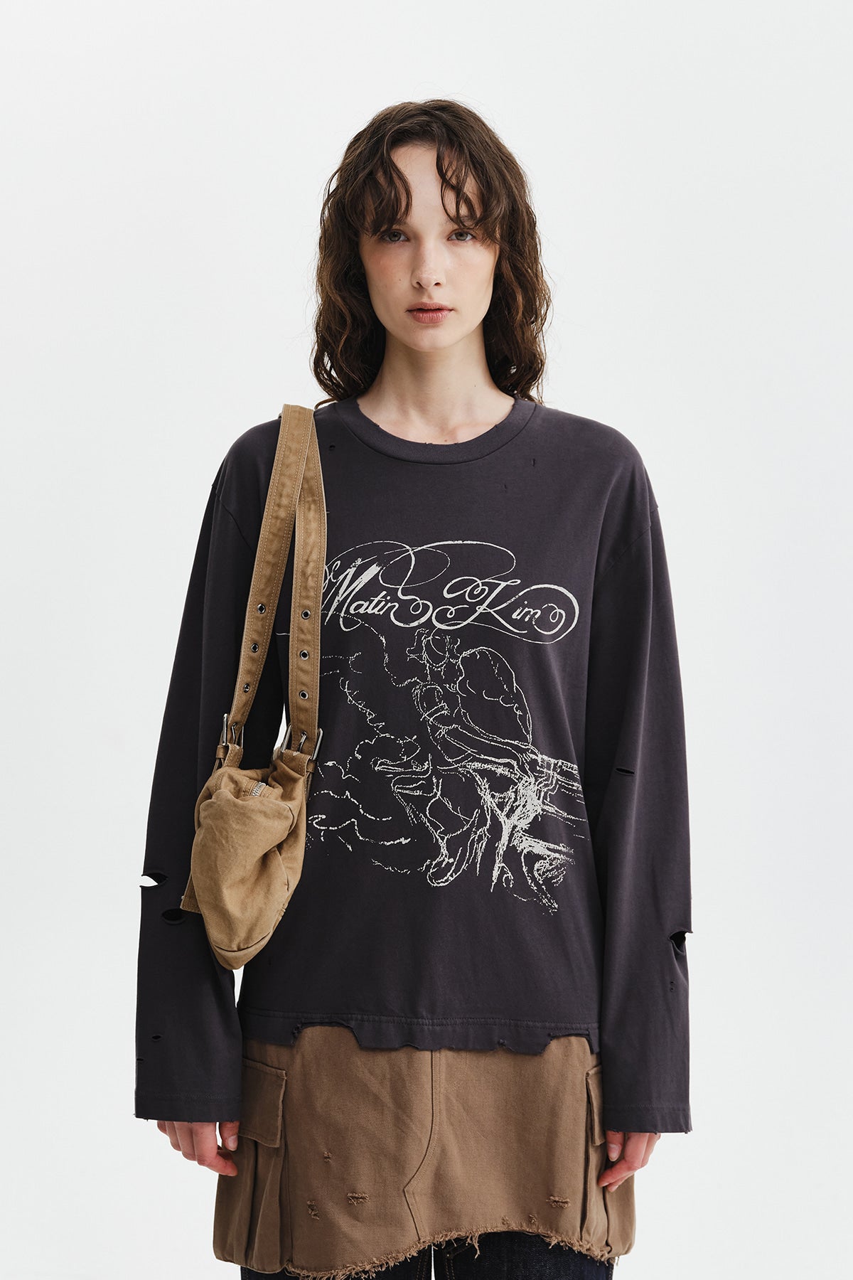 Matinkim Graphic Top Combo Dress IN Charcoal
