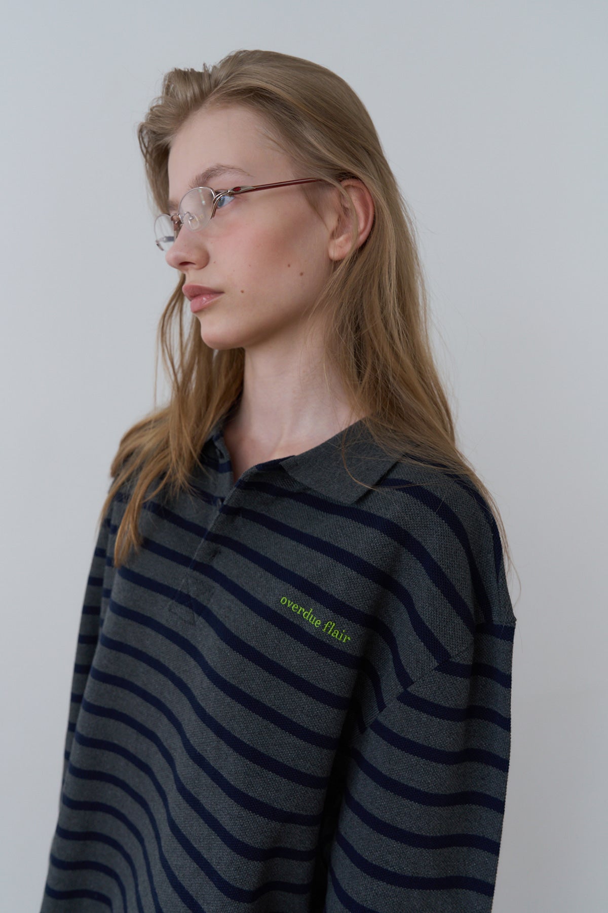 Overdueflair Vintage Pique T-Shirt Charcoal Navy