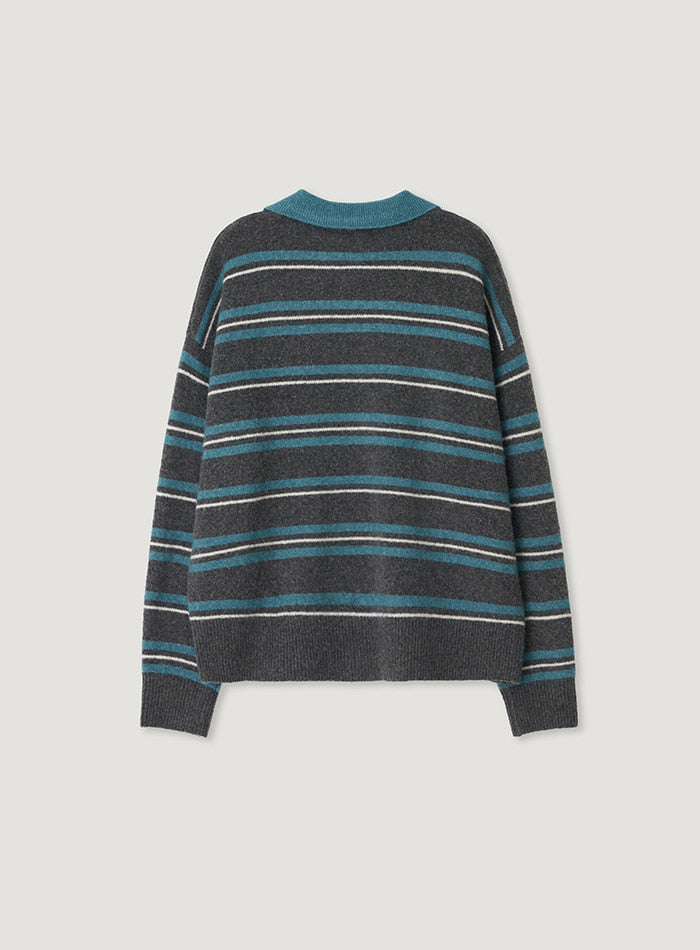 Mango Maniplease Herry Stripe Knit Grey