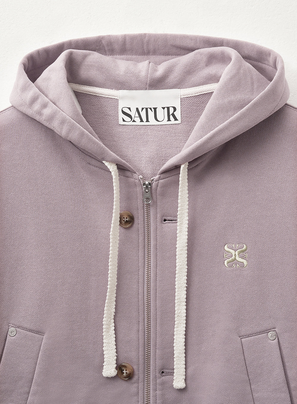 [satur] (W) Teo Cotton All Day Hood Zip-up - Purple
