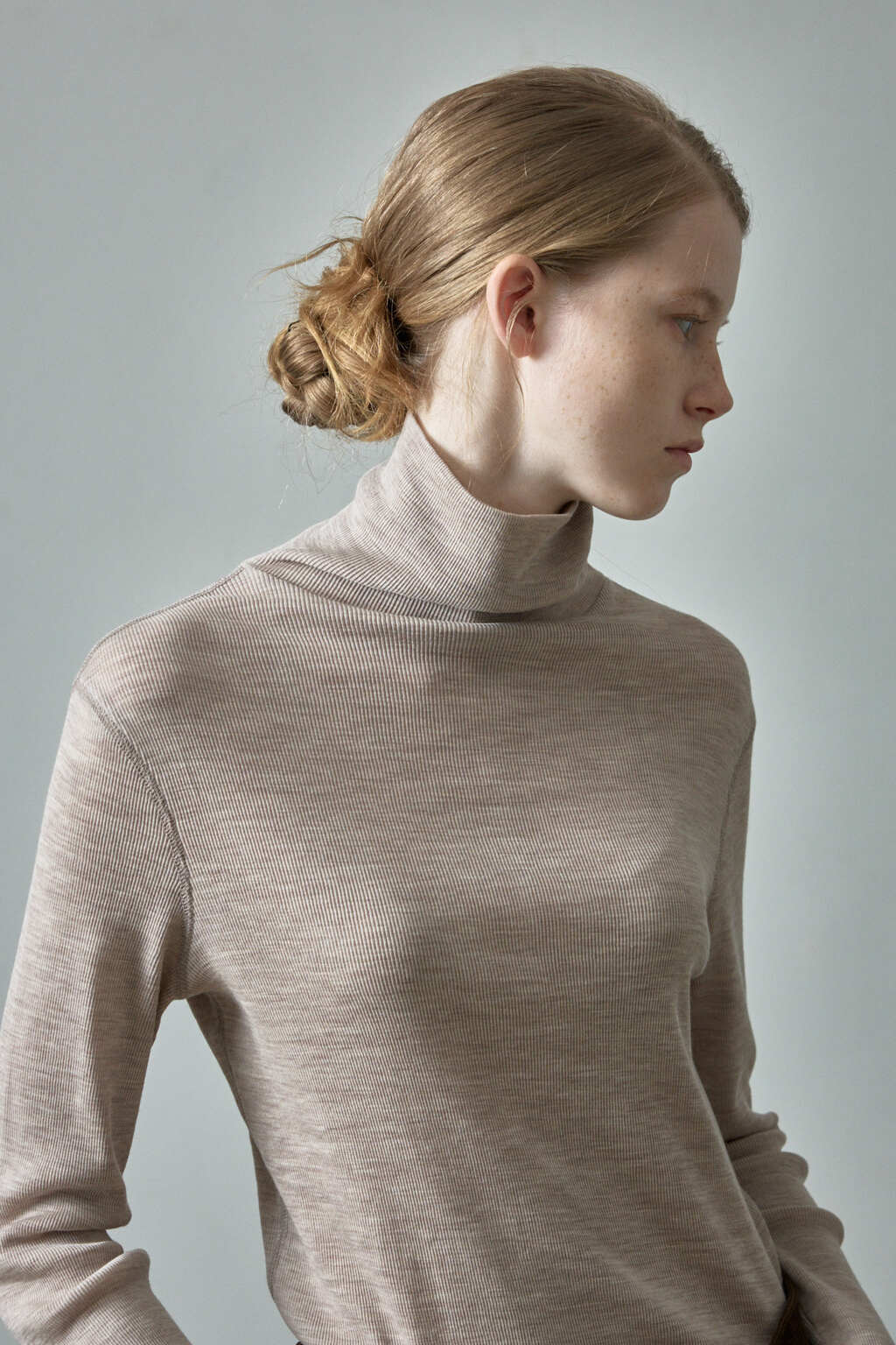 Facade Pattern Breeze Wool Roll Neck Top