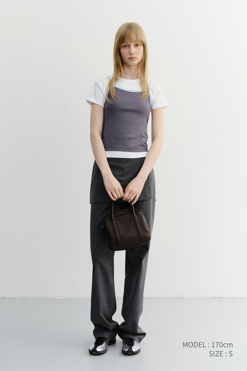 Dunst 2-Tone Trim Sleeveless Top Charcoal Soft Blue