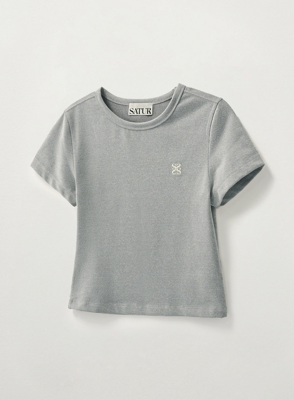 [satur] (W) Essential Basic Logo T-Shirt - Melange Gray