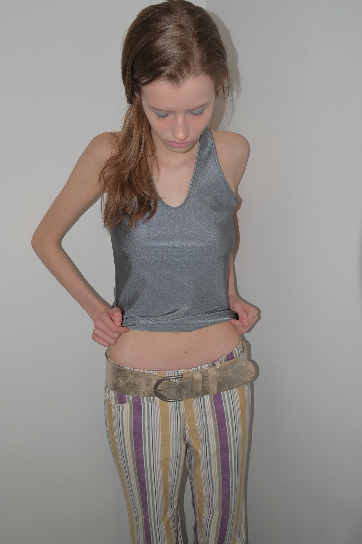 Overdueflair Glitter Halter Top Teal Grey