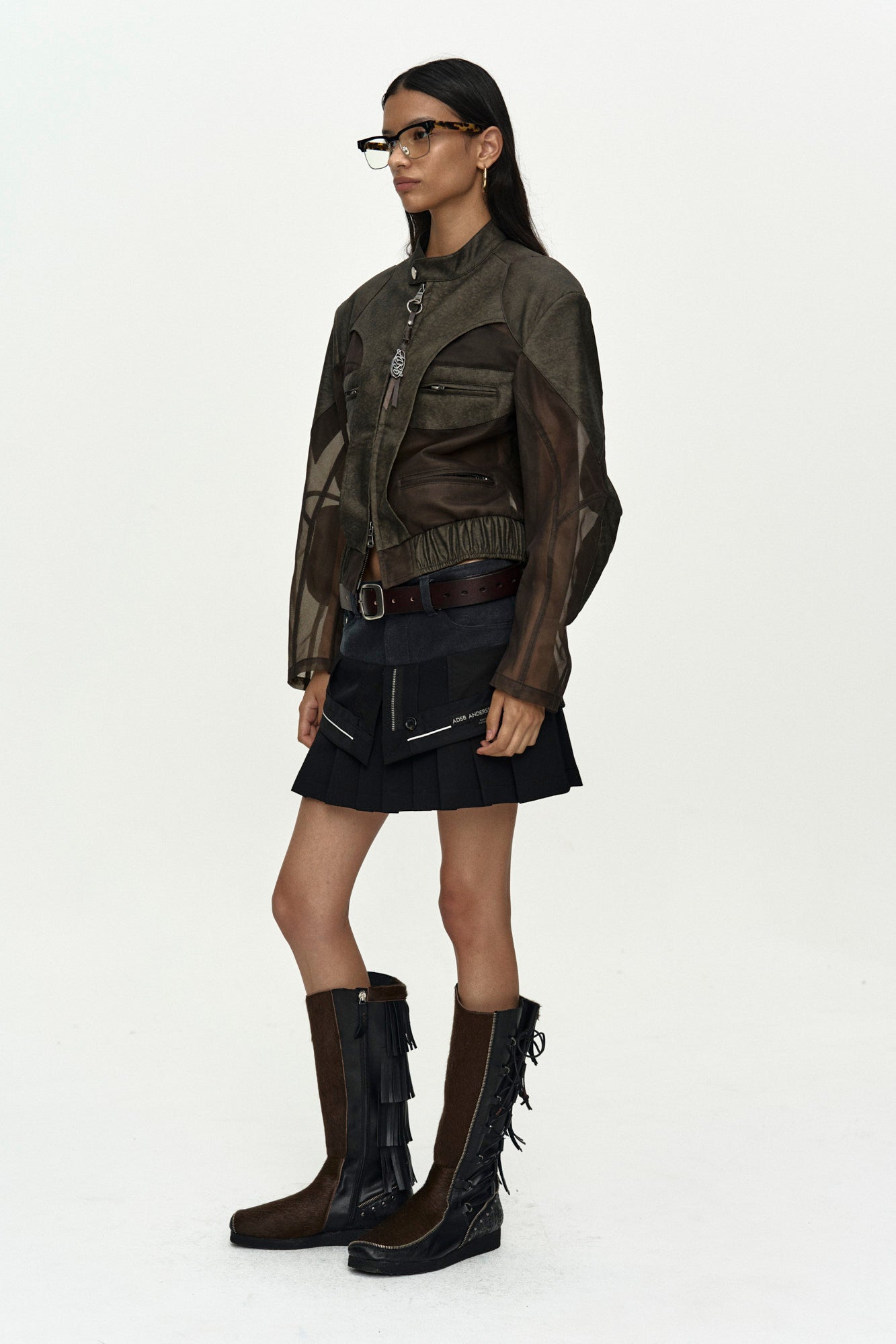 Andersson Bell Kelly Faux-Leather & Sheer Rider Jacket