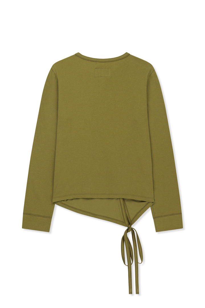 Matinkim Asymmetric Button Closure Top IN Olive