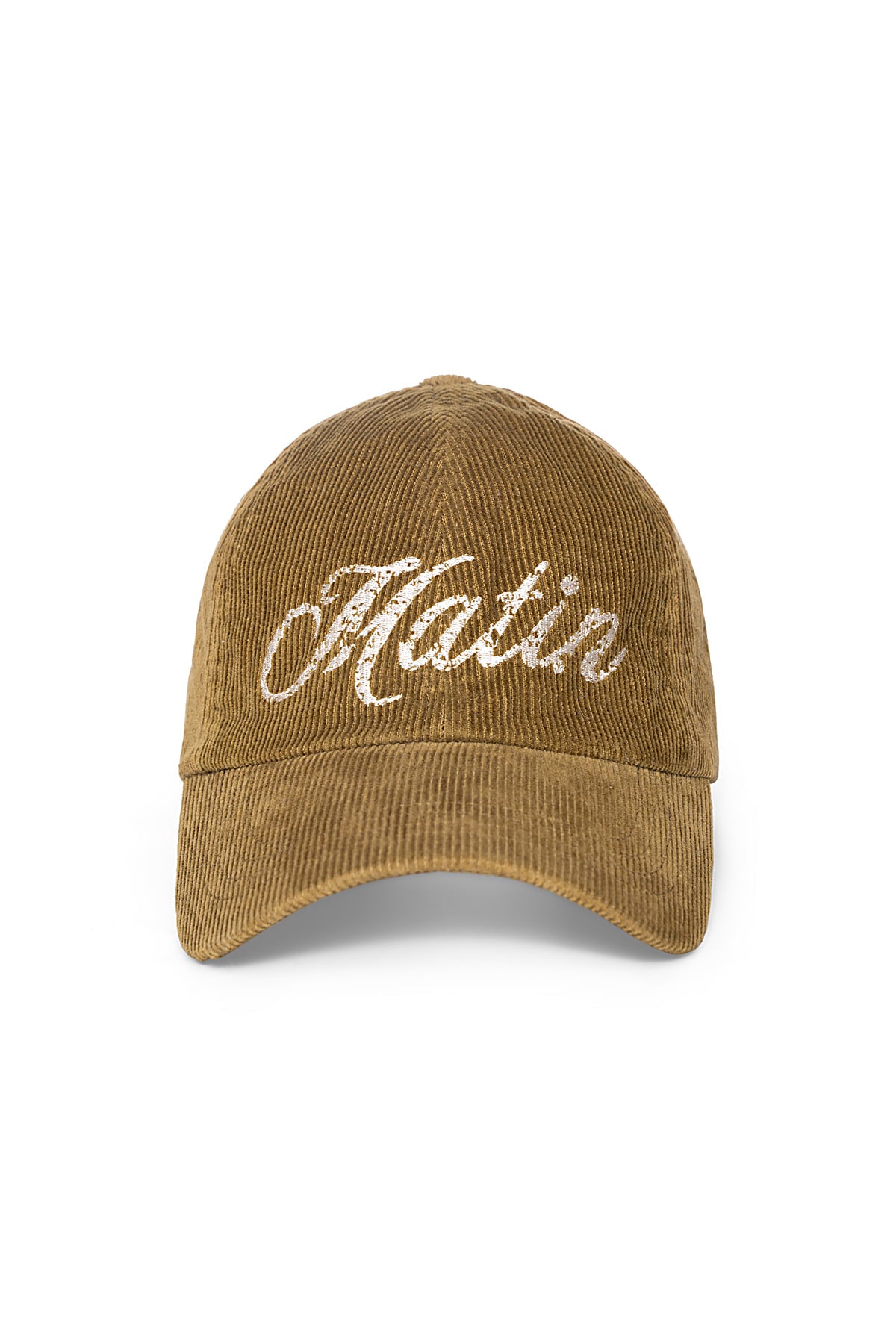 Matinkim Matin Cracked Script Corduroy Ball Cap IN Khaki