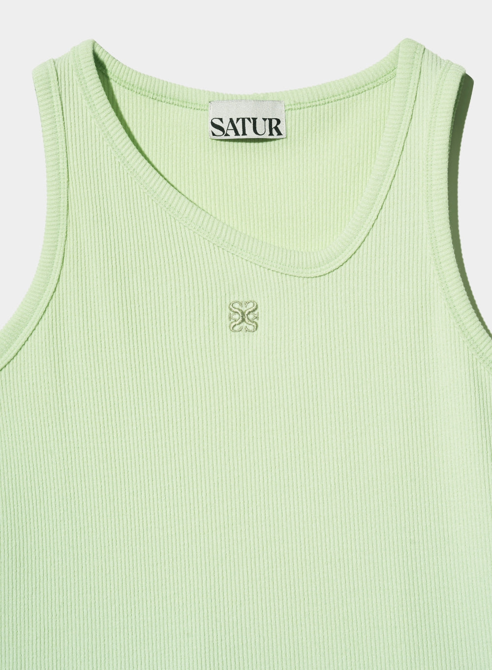 [satur] (W) Unbalance Neck Line Layered Sleeveless Top - Green Mint