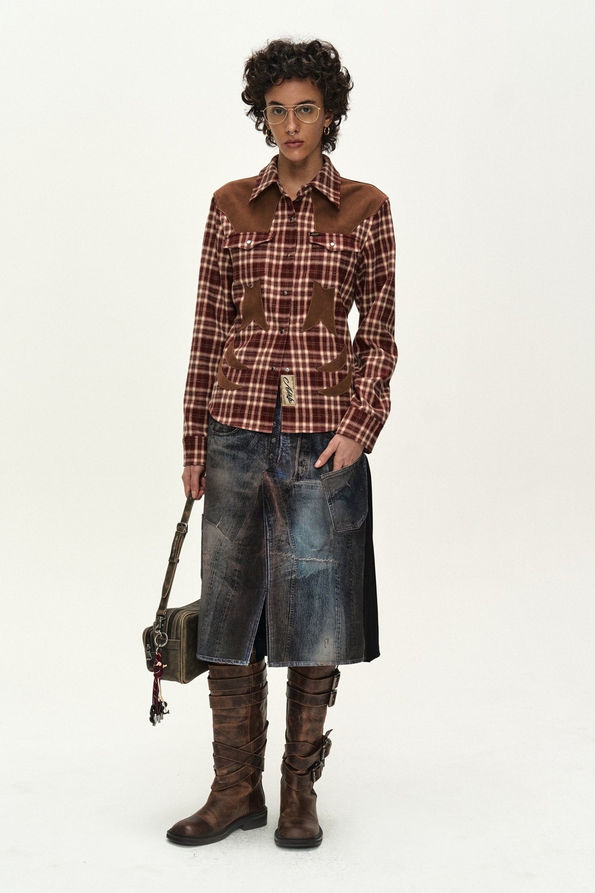 Andersson Bell Checkered Western Patched Shirt