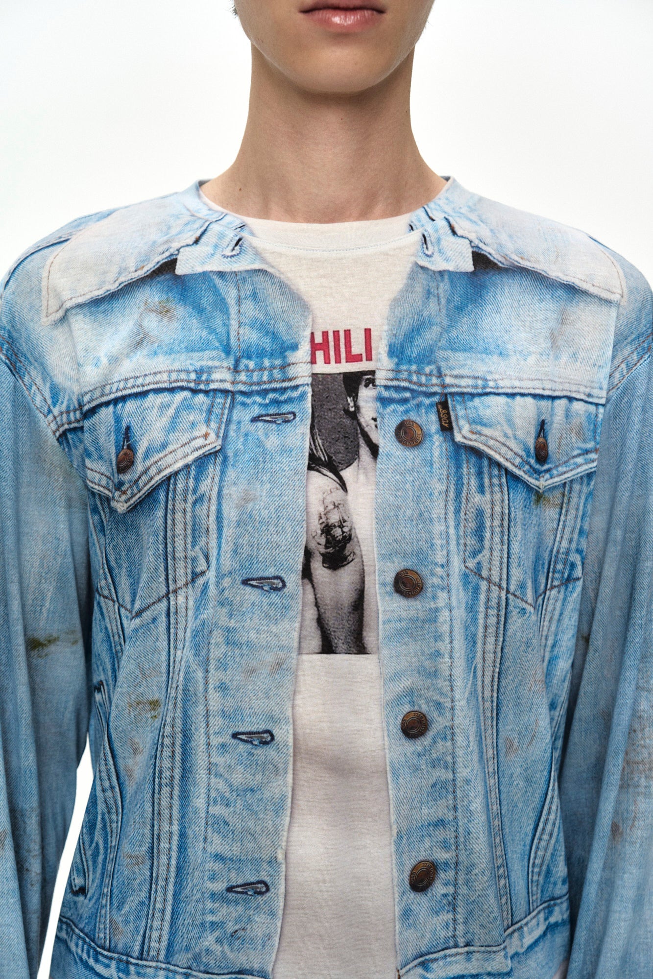 Andersson Bell Unisex Denim Jacketed Trompe-L’Oeil L/S T-Shirt