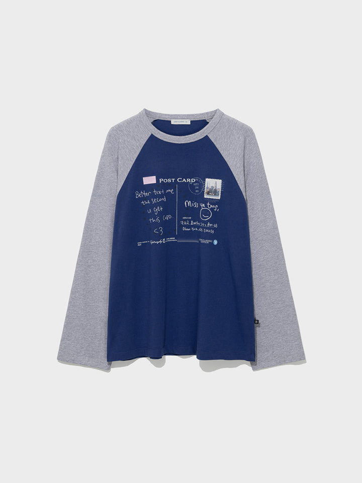 Low Classic Postcard Raglan Tee Blue