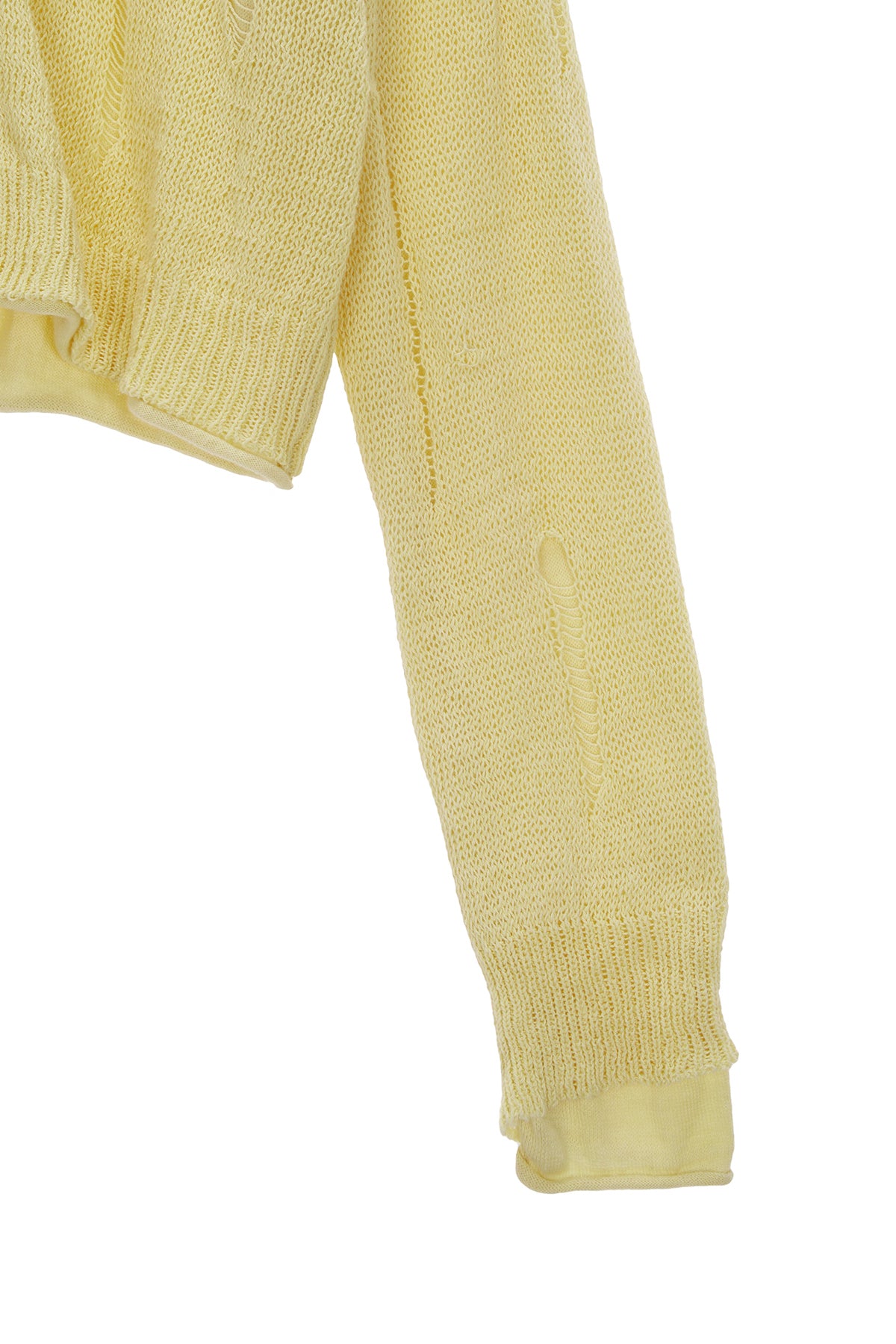 Matinkim Layered Damage Crop Cardigan IN Light Yellow