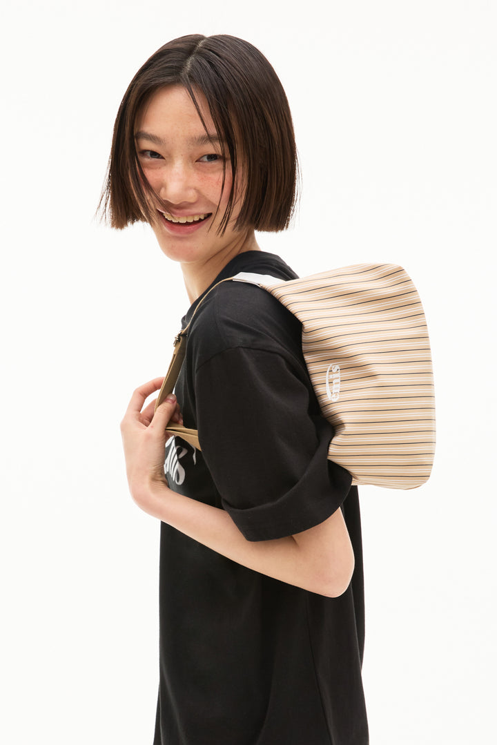 Emis Stripe Hobo Bag-Beige