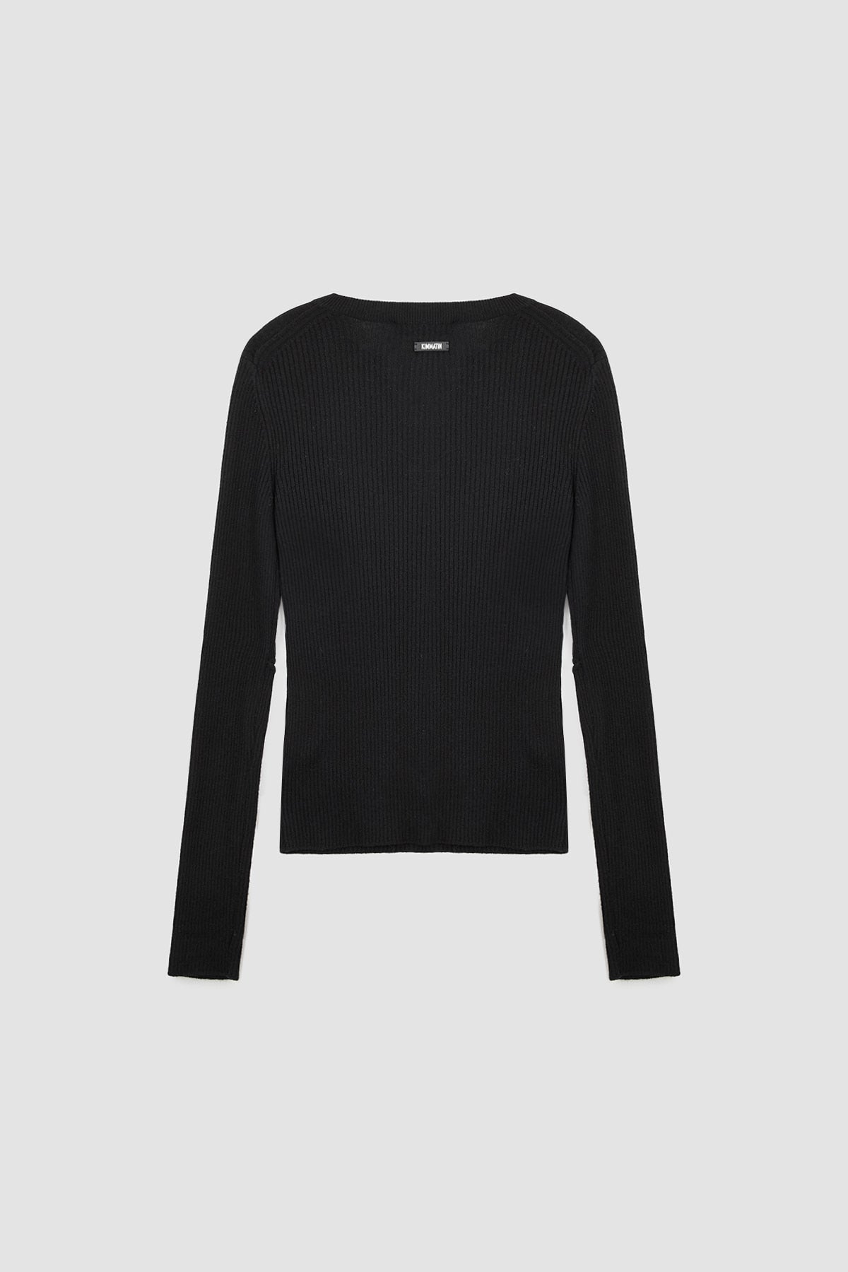 Matinkim Slit Point Slim Knit Top IN Black