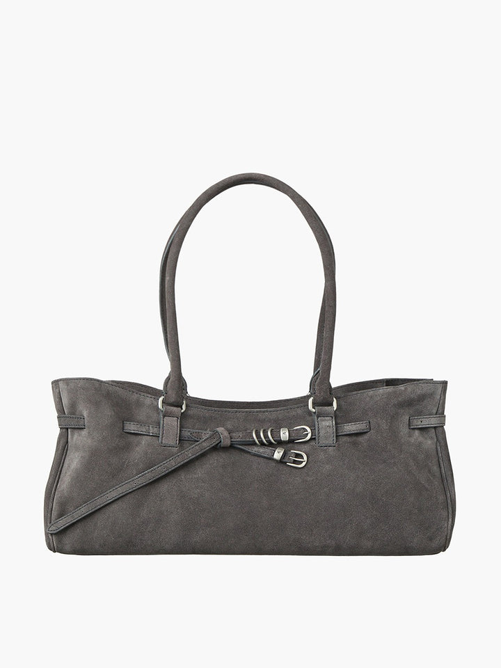 Margesherwood Soft Grandma Shoulder Bag grey suede