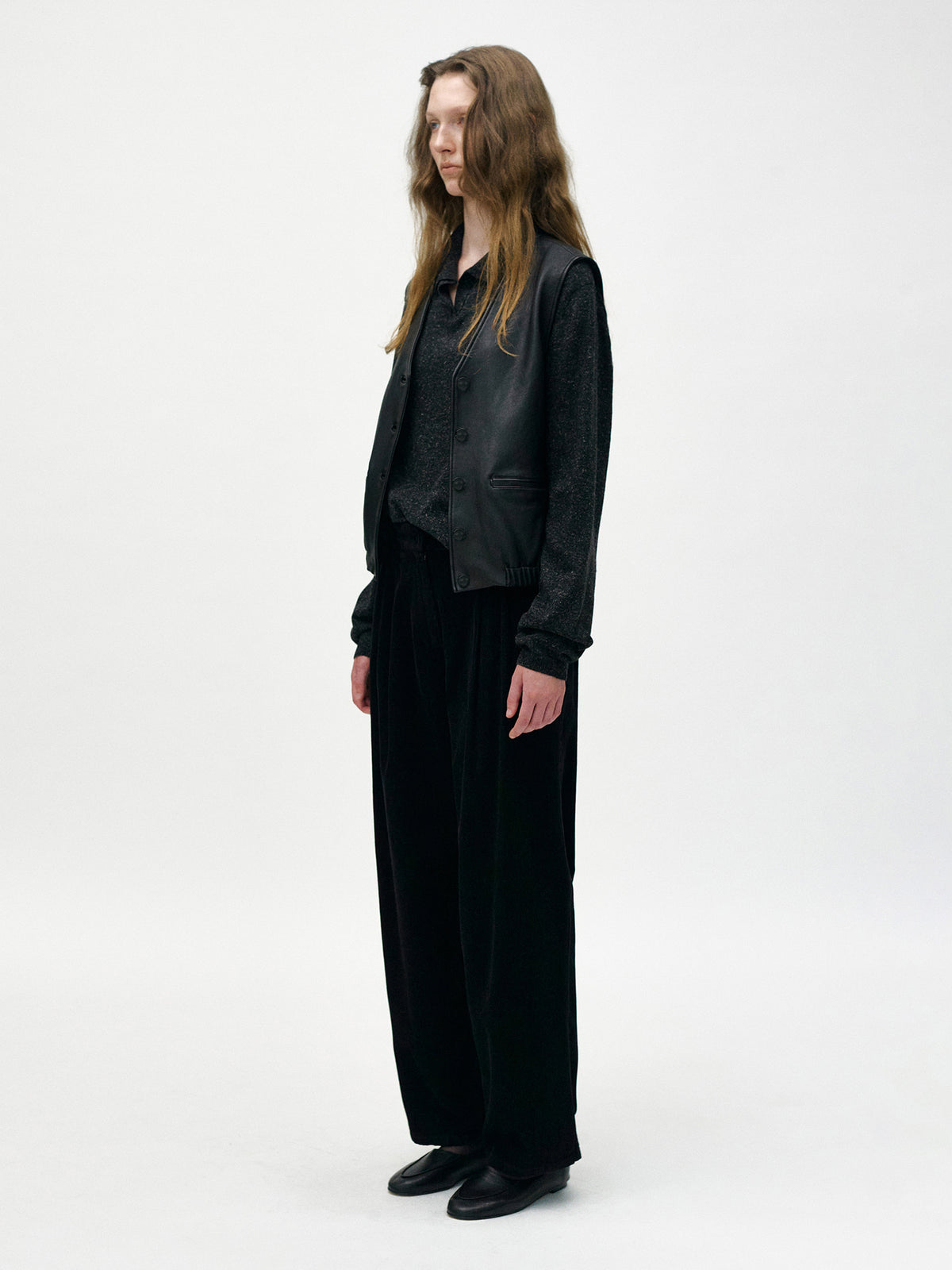 Nothing Written Button-up leather vest (Black) (Pre-order, ships from Oct 30)