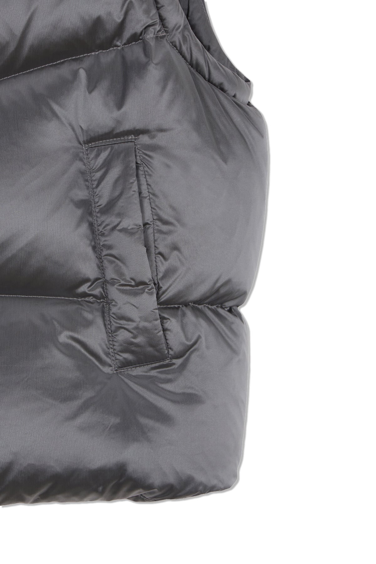 [matinkim] UNBALANCE QUILTED DOWN VEST FOR WOMEN IN GREY