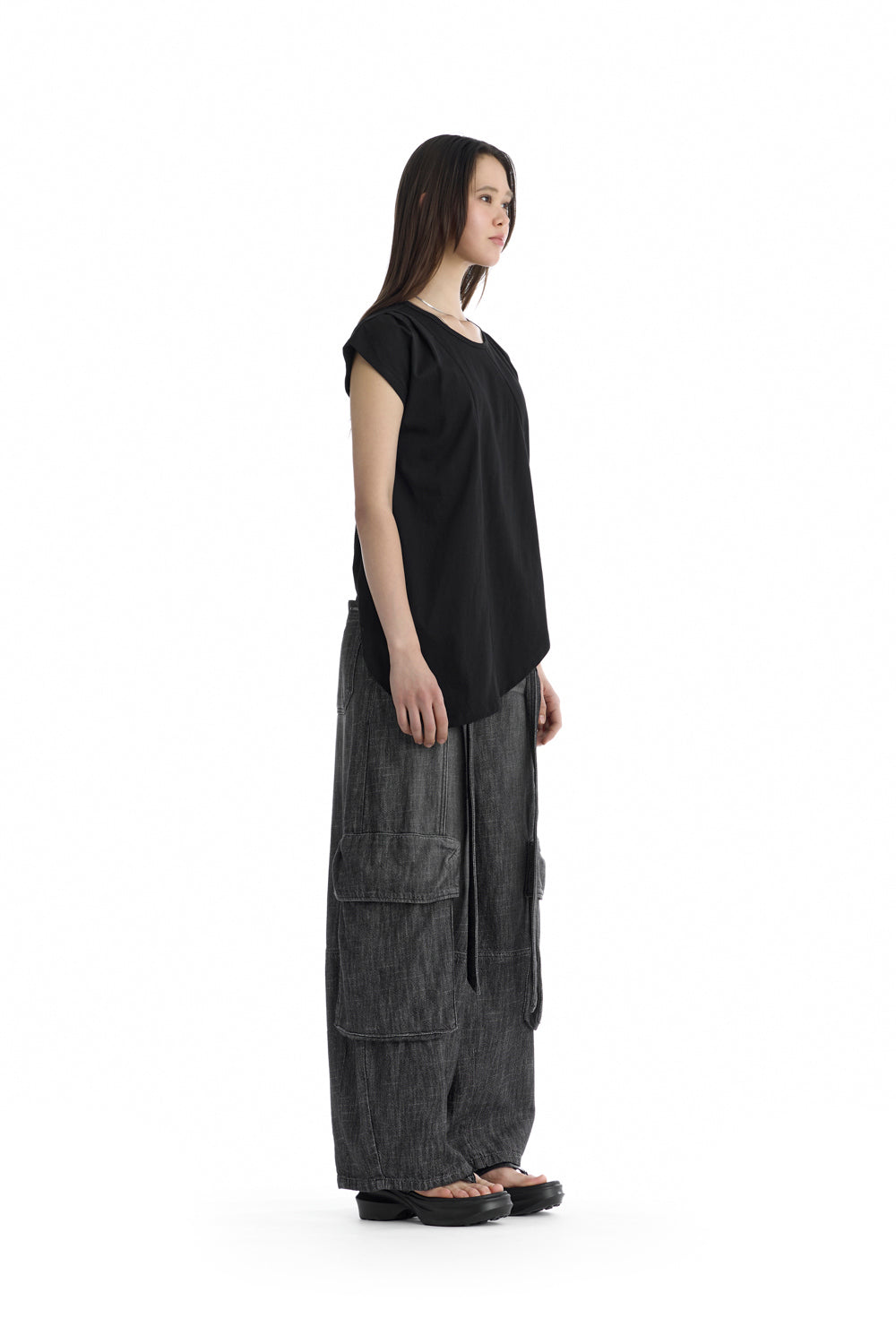 Treemingbird Jersey Draped Dolman T-Shirt Black