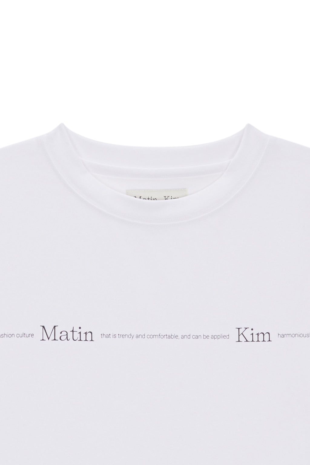 [matinkim] MATIN SMALL LINE LOGO STITCH CROP TOP IN WHITE