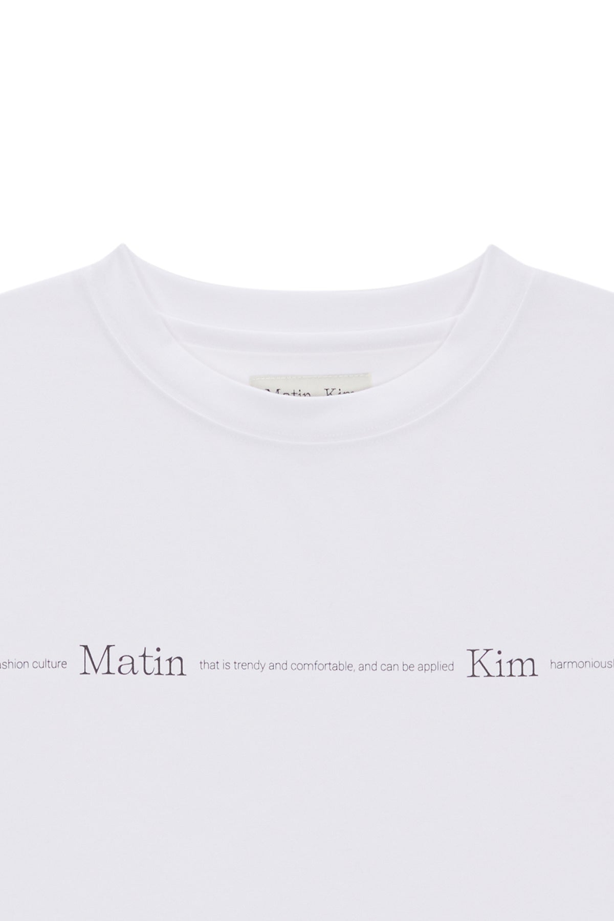 [matinkim] MATIN SMALL LINE LOGO STITCH CROP TOP IN WHITE