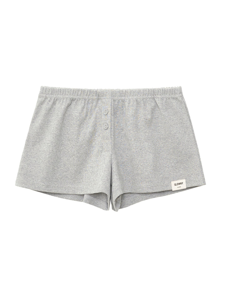 GLOWNY Button Fly Mini Shorts (Melange Gray)
