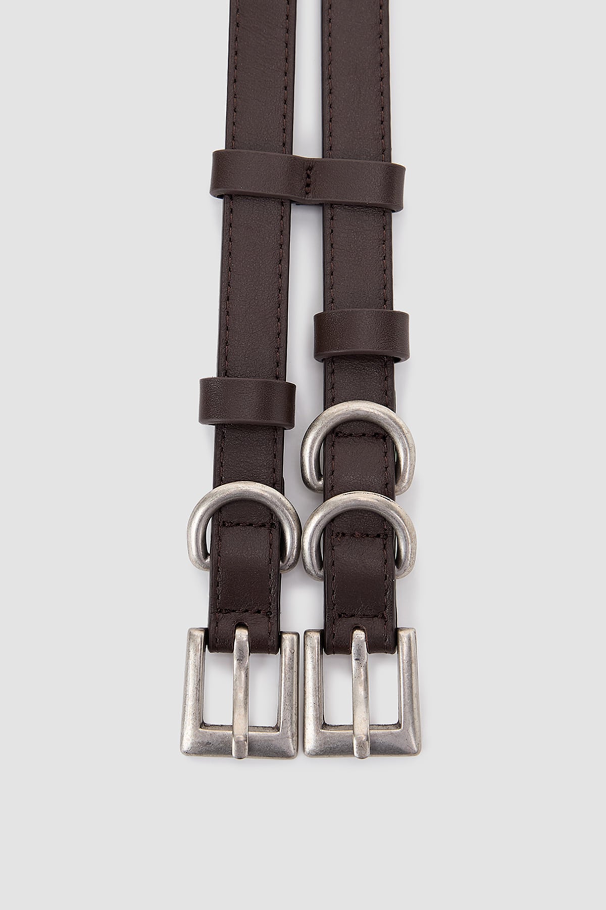 Matinkim Double Strap Leather Belt IN Brown
