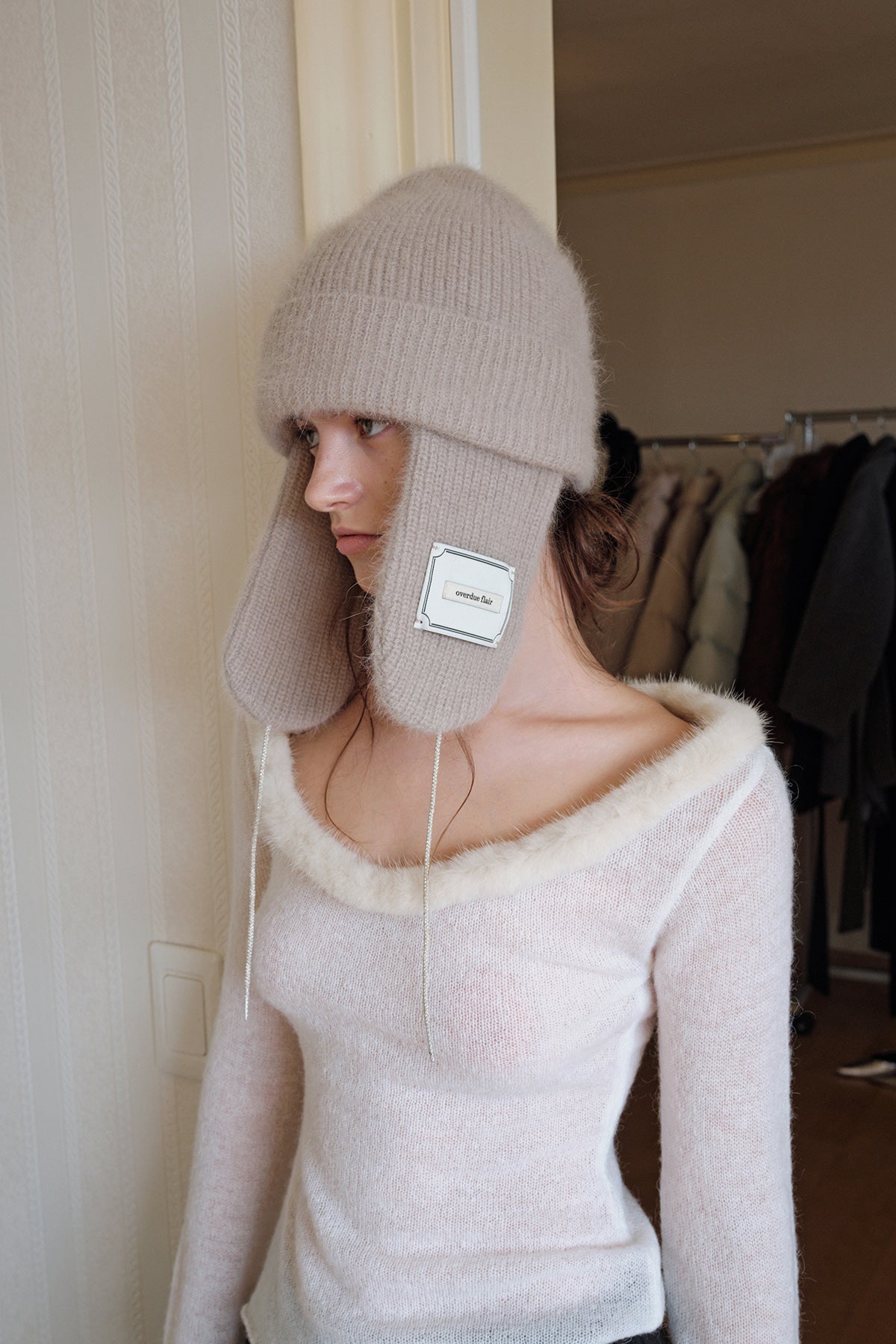 Overdueflair Angora Ear Muff Cap Mid Grey