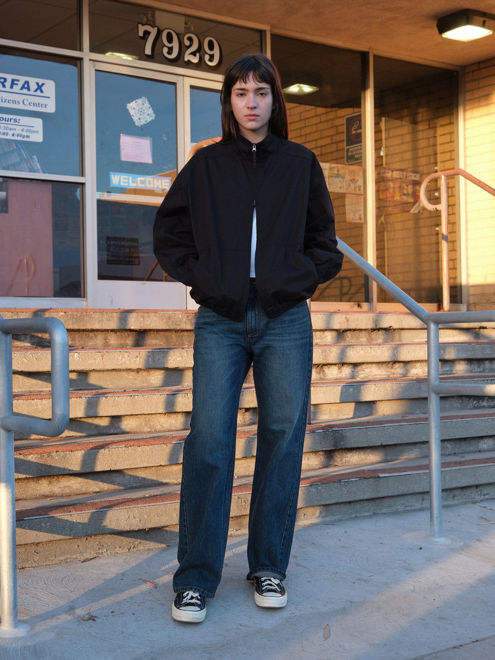 Low Classic Washed Cotton Oversized Blouson Black