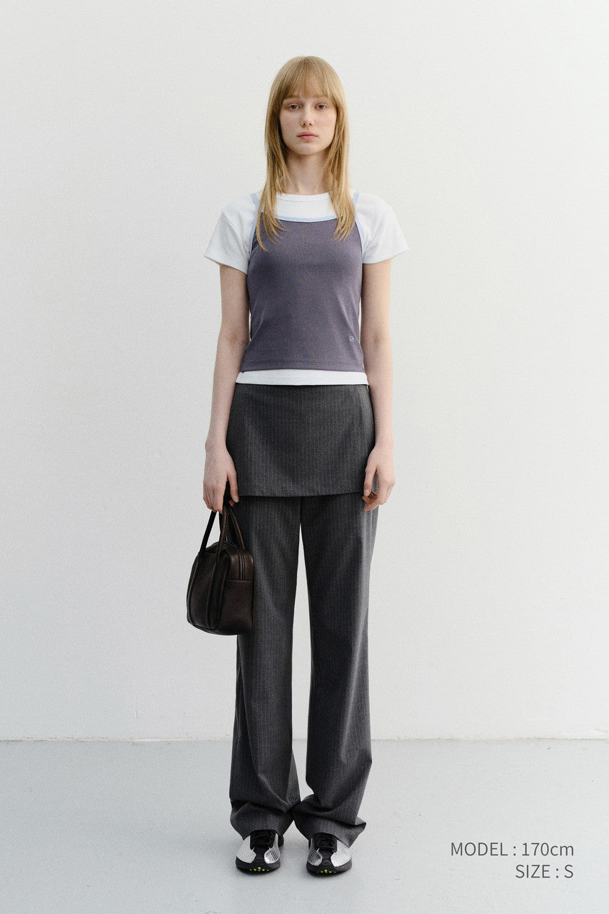 Dunst 2-Tone Trim Sleeveless Top Charcoal Soft Blue
