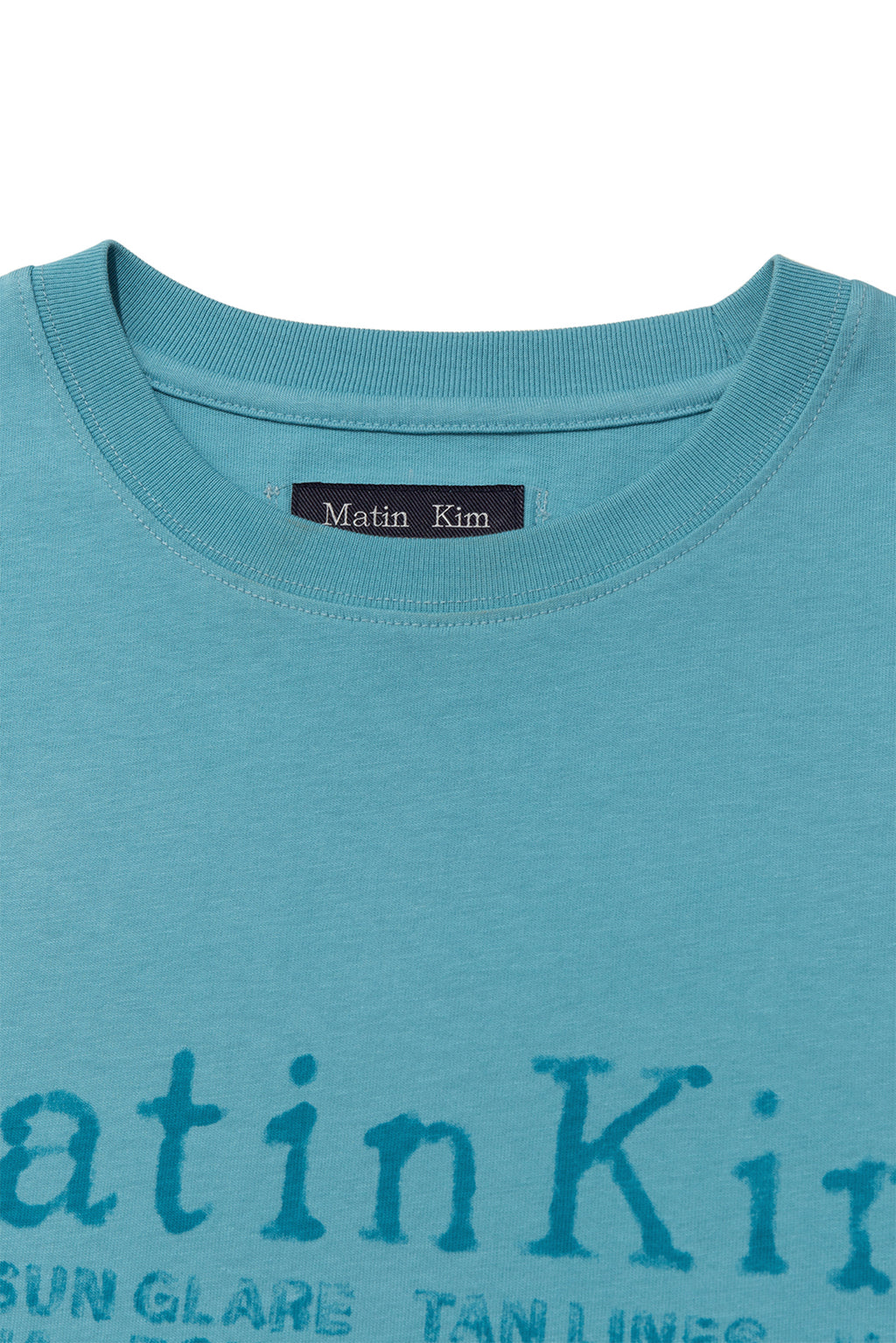 [matinkim] SWEAT PRINTING LOGO TOP FOR MEN IN TURQUOISE BLUE