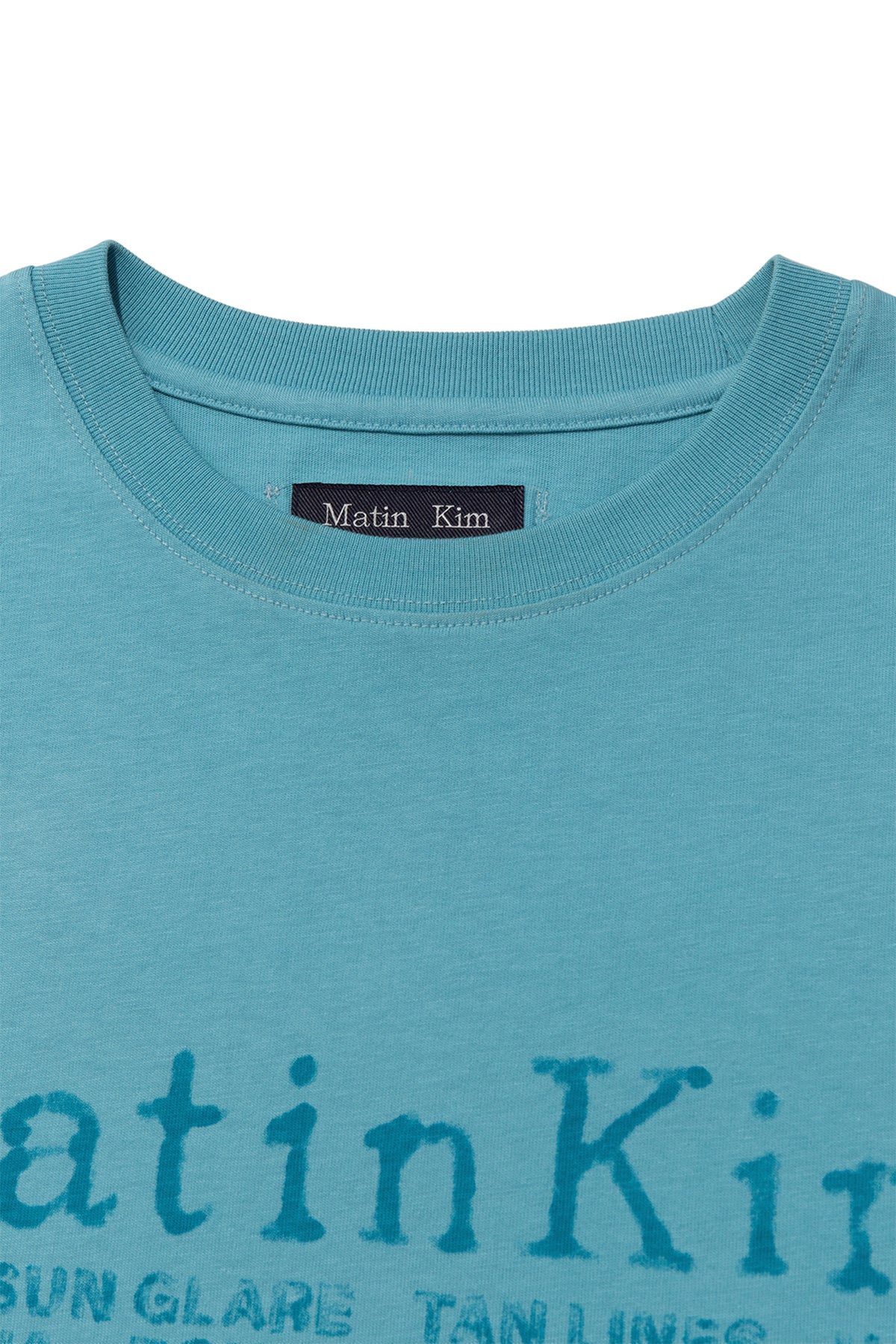 [matinkim] SWEAT PRINTING LOGO TOP FOR MEN IN TURQUOISE BLUE