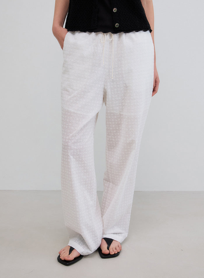 Mango Maniplease Monica Punching Pants White