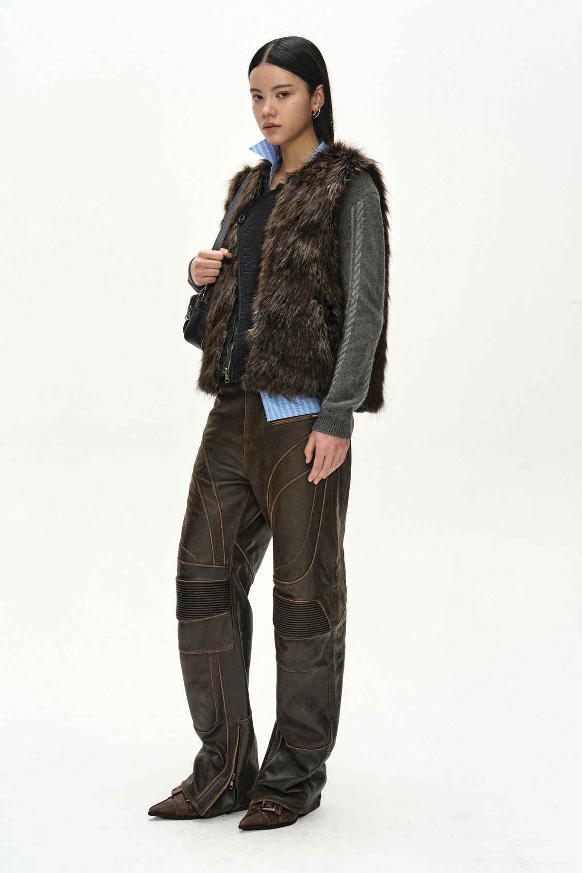 Andersson Bell Leather Articulated Panel Jeans