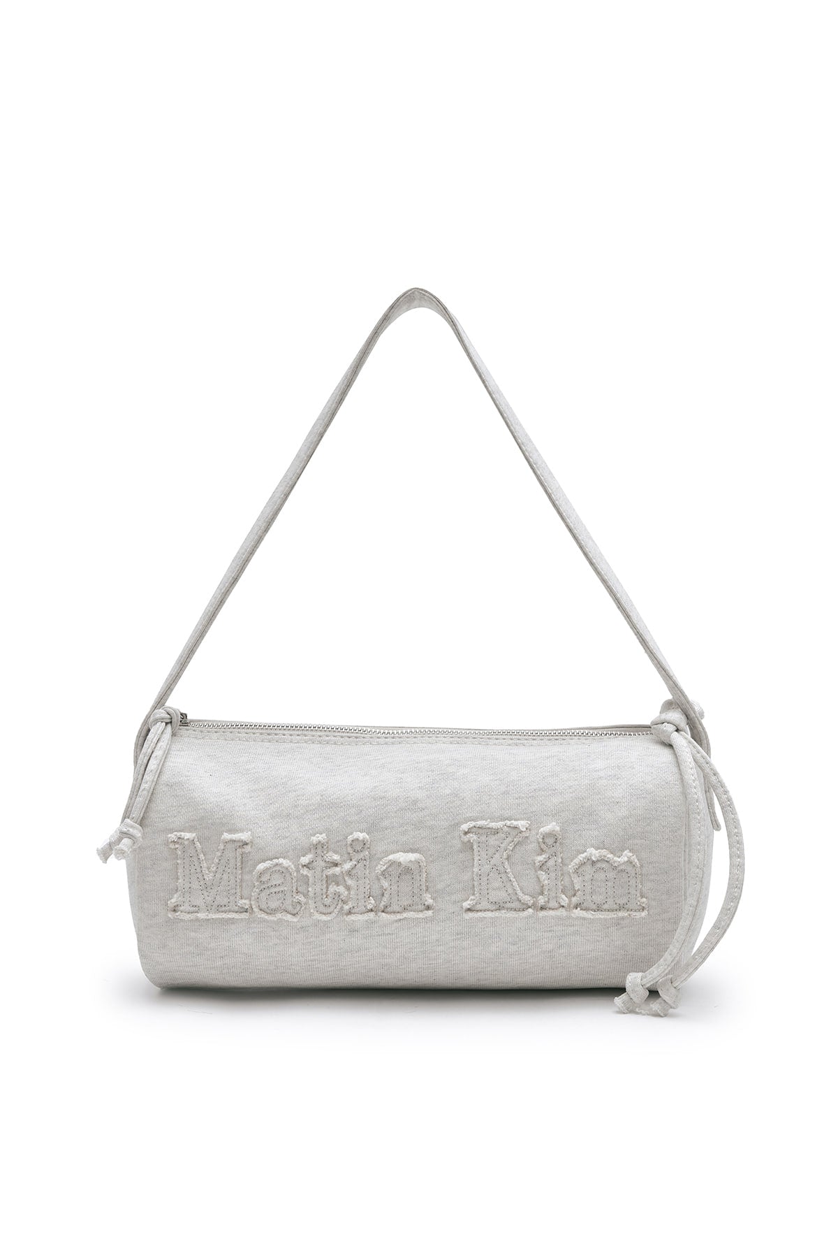 matinkim APPLIQUE LOGO JERSEY DUFFLE BAG IN LIGHT BEIGE