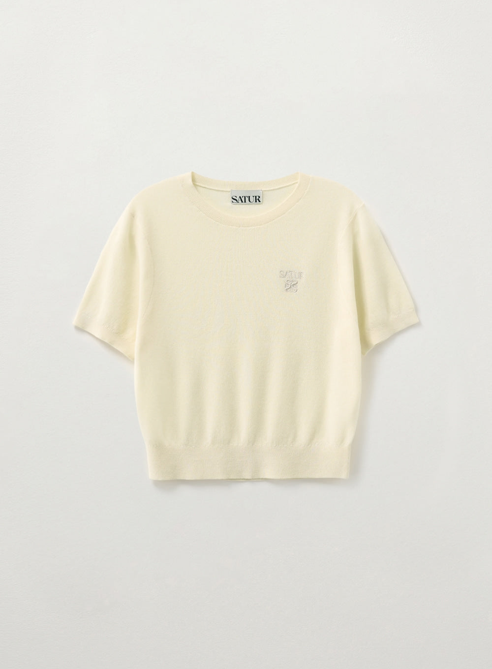 [satur] (W) Light Weight Crew Neck Half Knit - Cream