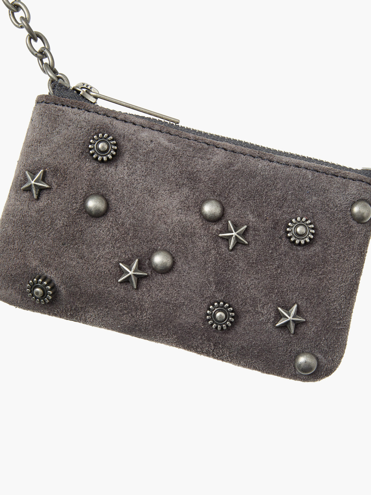 Margesherwood Full Stud Zipper Wallet grey suede