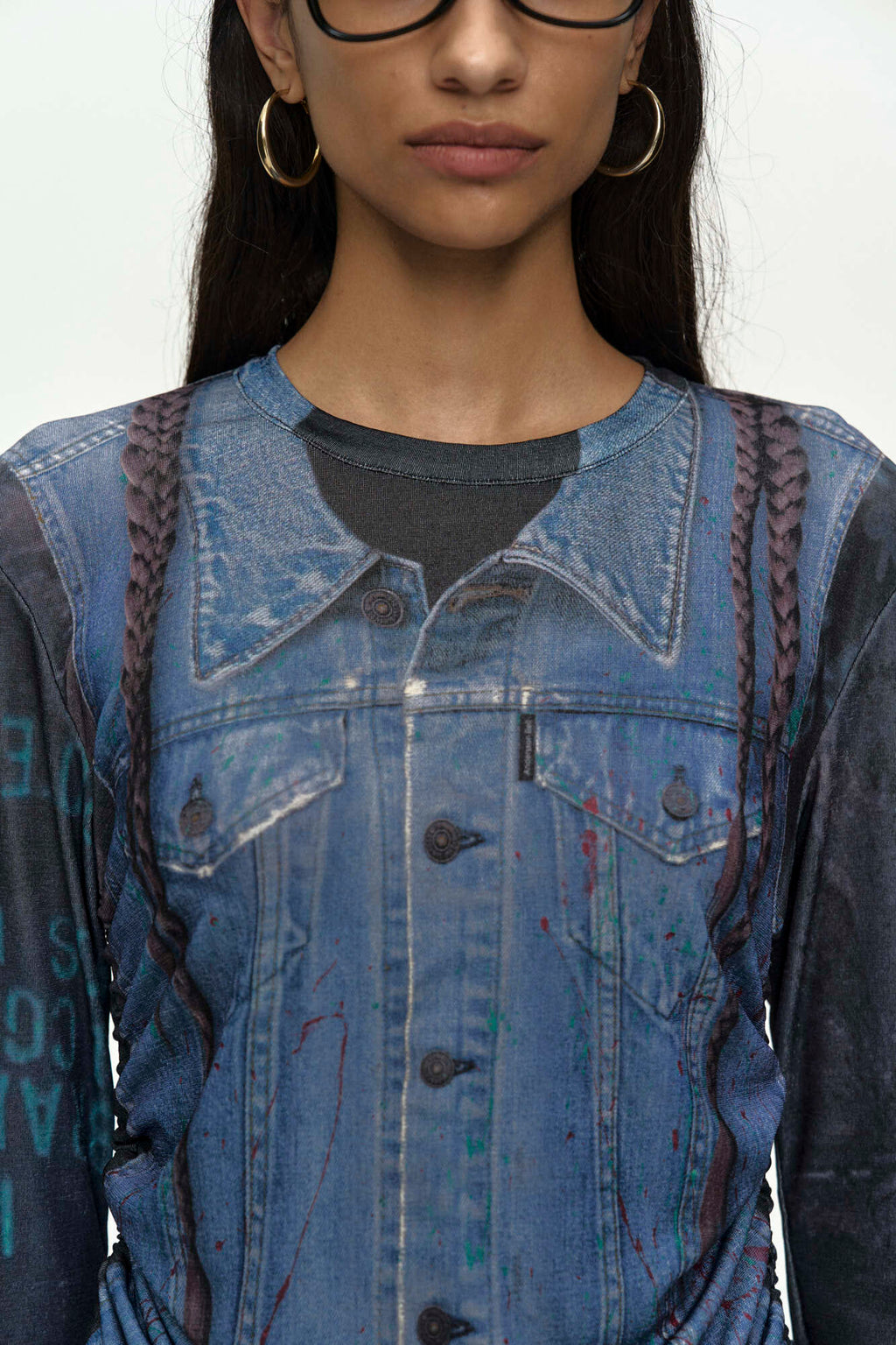 Andersson Bell Denim Collage Printed Top Navy)