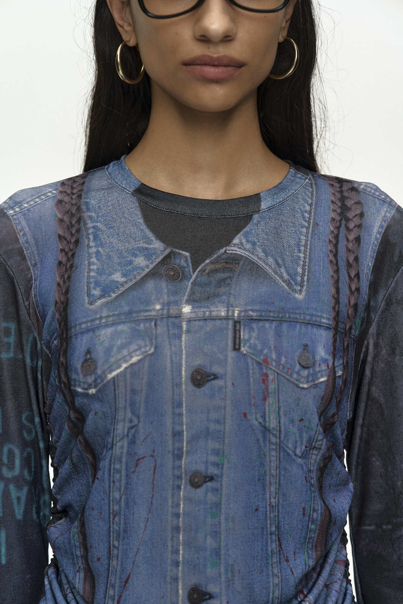 Andersson Bell Denim Collage Printed Top Navy)