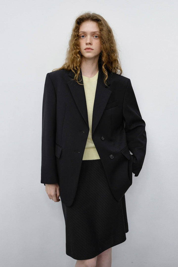 Dunst Essential 2 Button Wool Blazer Black