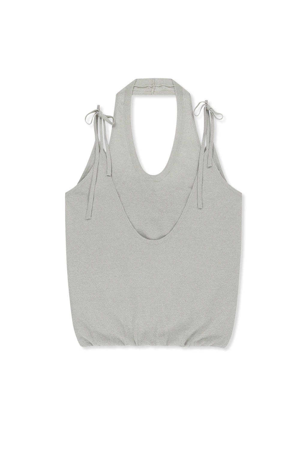 Matinkim Layered Tie Halter Neck Knit Top IN Light Grey