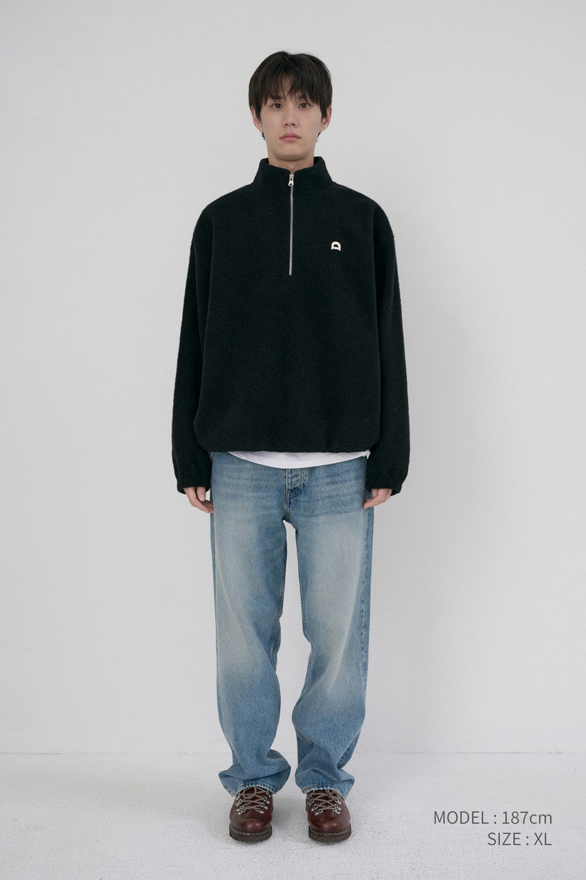 Dunst Unisex Half Zip-Up Fleece Sweatshirt Black