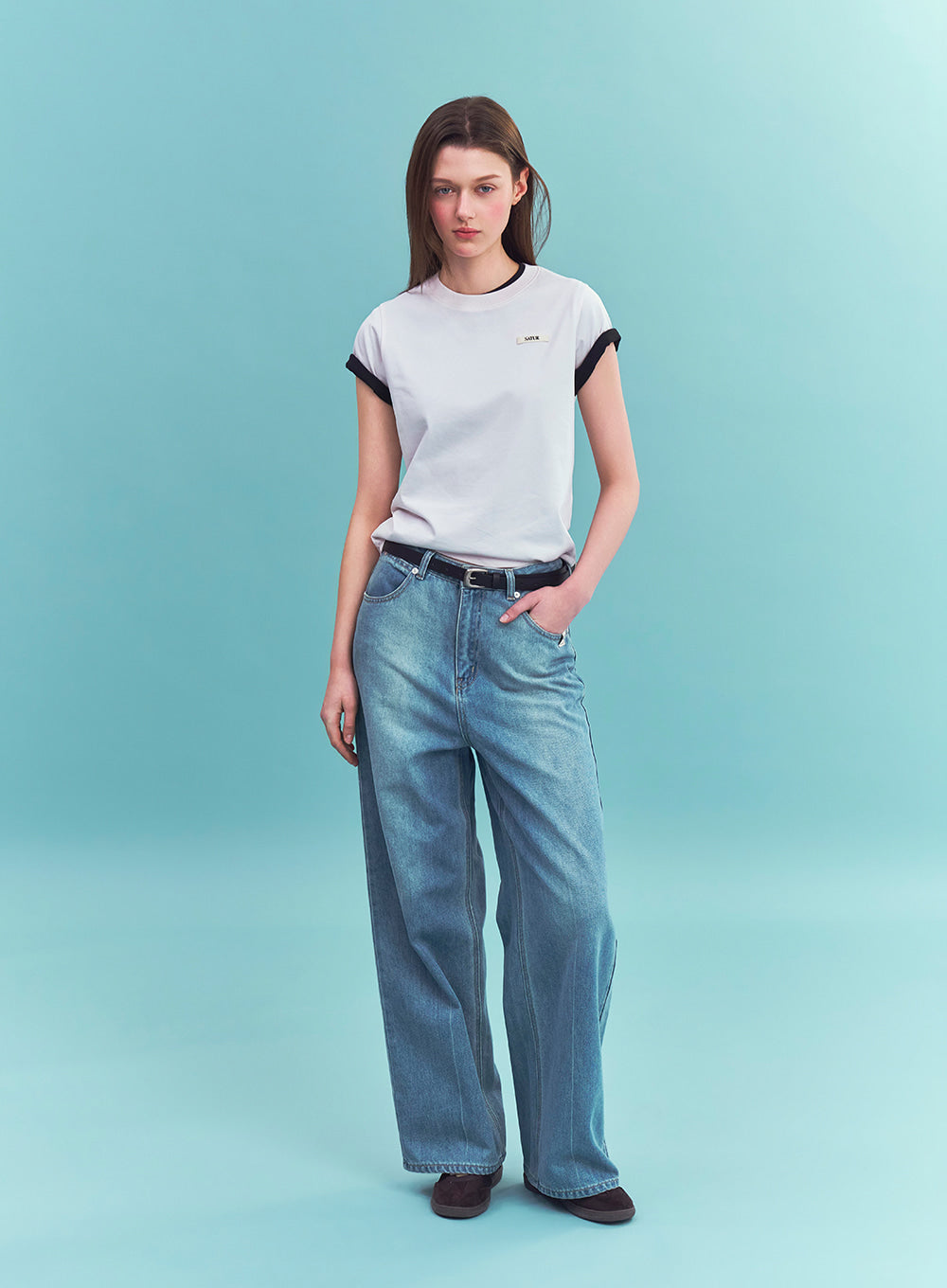 Satur (W) Supima Basic Crewneck T-Shirt - Light Pink