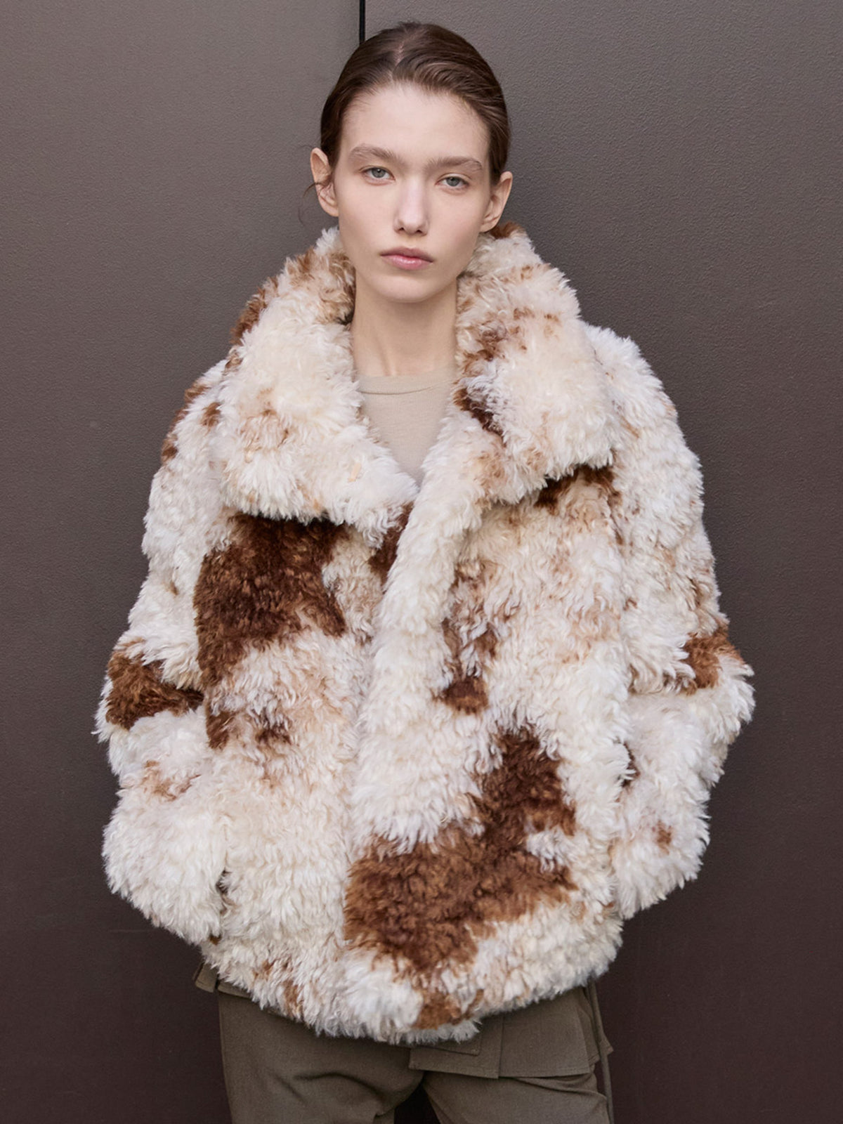 Raive Mix Fur Short Jacket in L/Beige