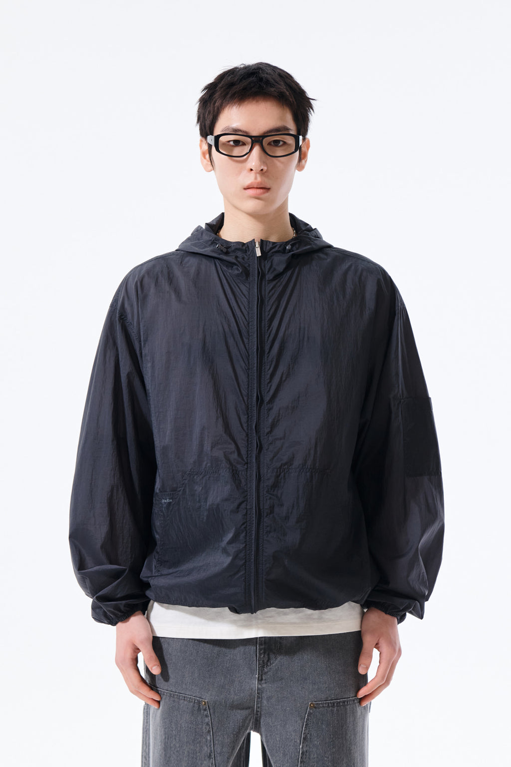Matinkim Back Logo Hoody Windbreaker For Men IN Charcoal