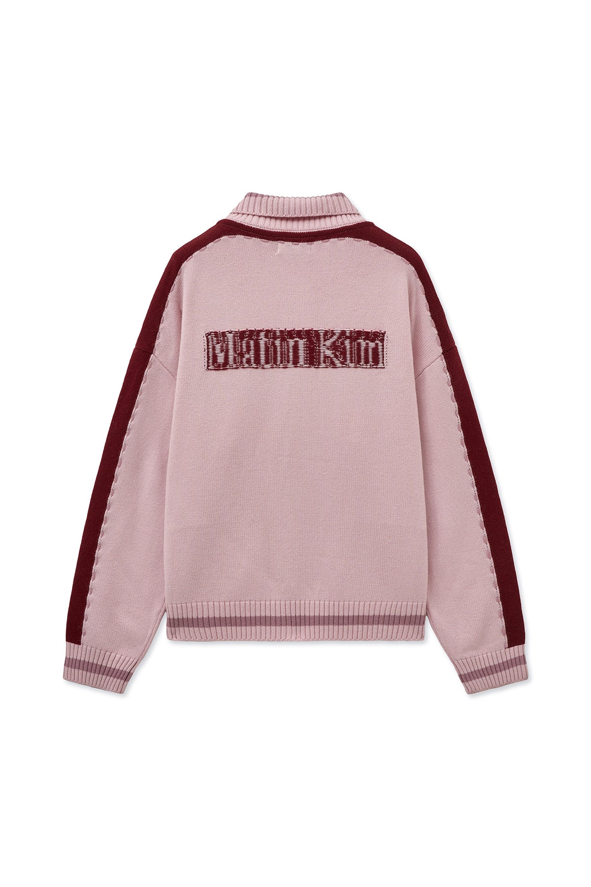 [matinkim] MATIN KIM INITIAL KNIT ZIP UP FOR MEN IN PINK