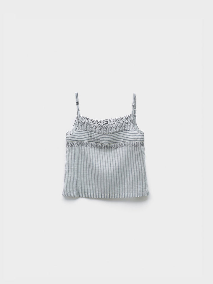Low Classic Stripe See-Through Lace Sleeveless Stripe