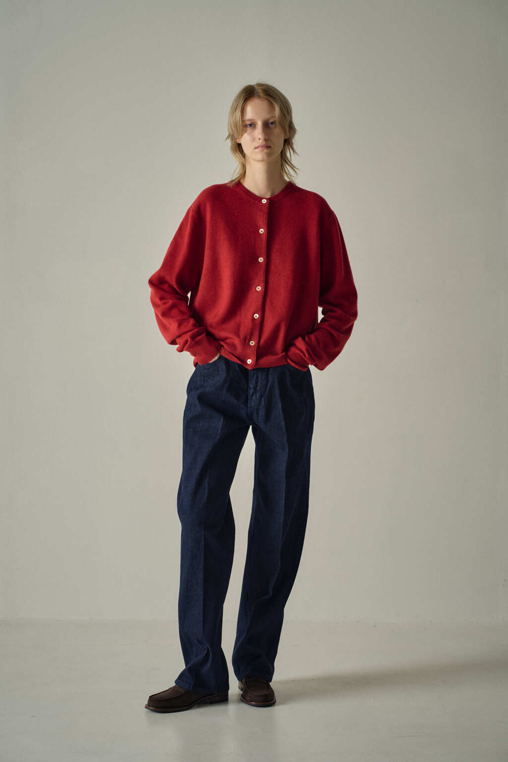Facade Pattern Cashmere Essential Cardigan red